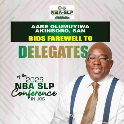 Aare Olumuyiwa Akinboro, SAN, Bids Farewell to Delegates at the NBA-SLP Conference in Jos