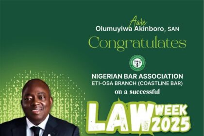 Goodwill Message from Aare Olumuyiwa Akinboro, SAN, FCIArb (UK), FCIMC, Life Bencher