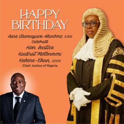 Aare Olumuyiwa Akinboro, SAN, Celebrates Hon. Justice Kudirat Motonmori Kekere-Ekun, GCON, Chief Justice of Nigeria, on Her Birthday