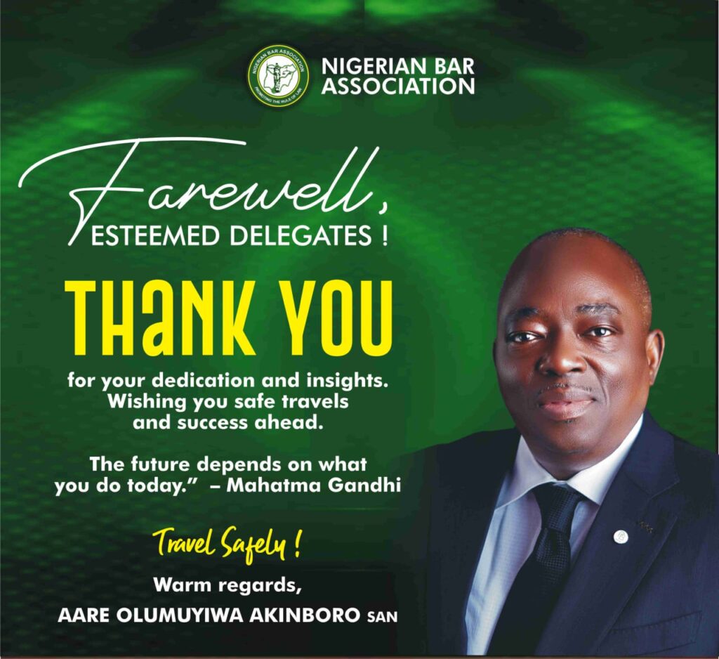 NBA-NEC May 2025: Farewell Message from Aare Olumuyiwa Akinboro, SAN