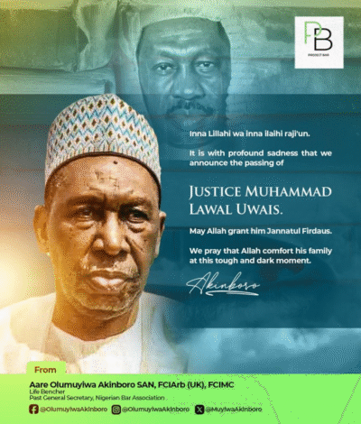 Aare Olumuyiwa Akinboro Mourns Justice Uwais: A Tribute to a Judicial Icon