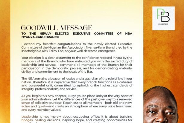 NBA Nyanya-Karu Branch Welcomes New Executive Committee with Goodwill Message