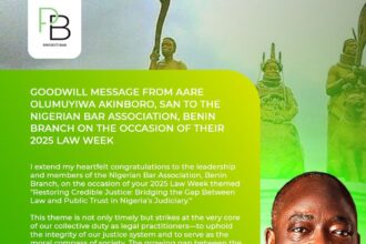 Aare Olumuyiwa Akinboro, SAN Hails NBA Benin Branch: “Let This Law Week Be a Reawakening”